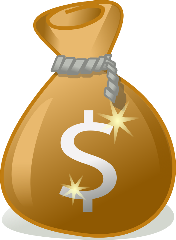 "money bag" by rg1024 on OpenClipArt: https://openclipart.org/detail/31207/money-bag (public domain)